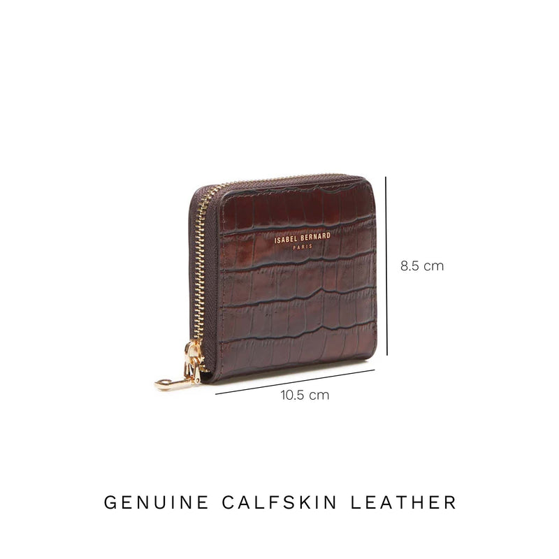 Isabel Bernard Honoré Jules Croco Brown Zip Wallet IB23106-zoom-