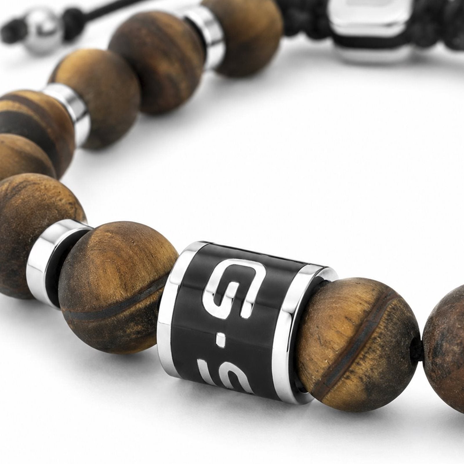 G-STAR ElNode Silver-Tone Brown Bracelet GSJ.111.02