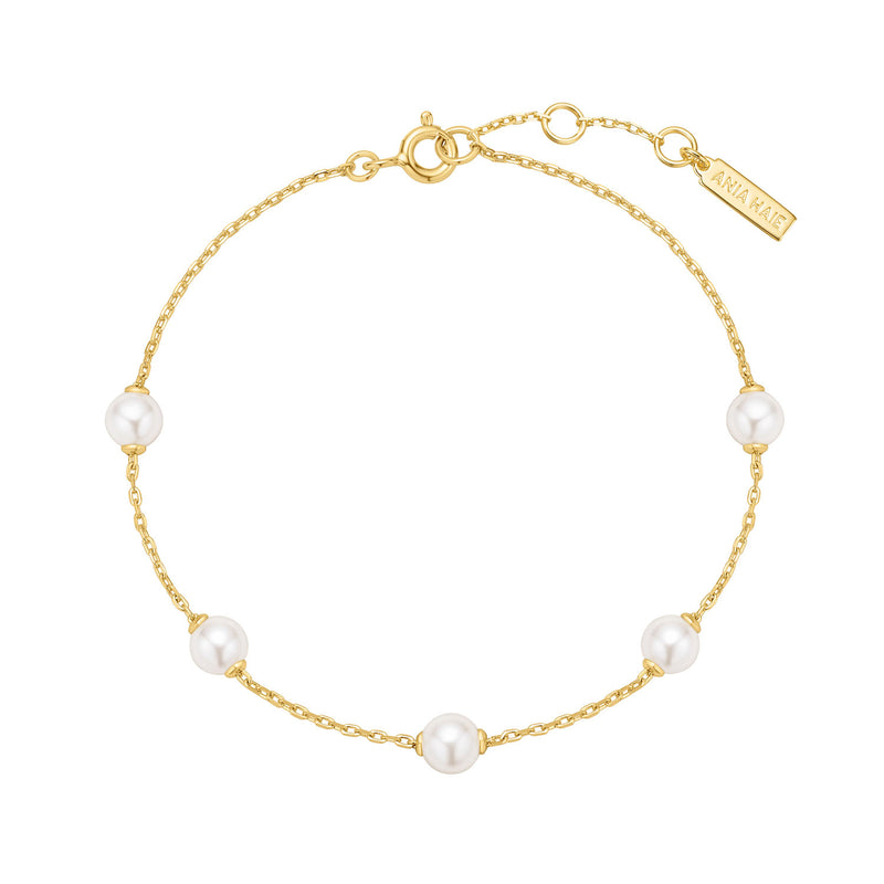 Ania Haie Miss Dainty Gold Coloured Pearl Bracelet AH-B065-01G-zoom-