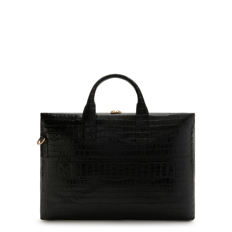 Isabel Bernard Honoré Anique Croco Black Calfskin Handbag IB25072-zoom-