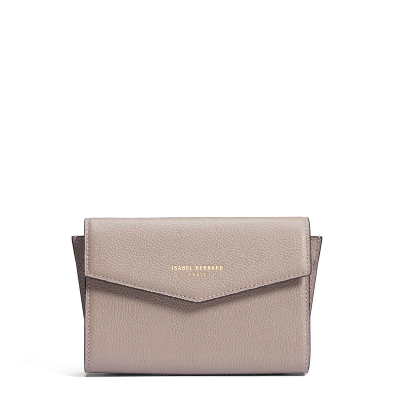 Isabel Bernard Honoré Lina Taupe Clutch With Detachable Shoulder Chain IB21135-078-zoom-