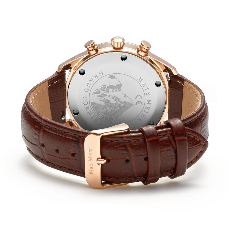 Mats Meier Grand Cornier Chrono White/Rosegold coloured/Brown Watch MM00107-zoom-