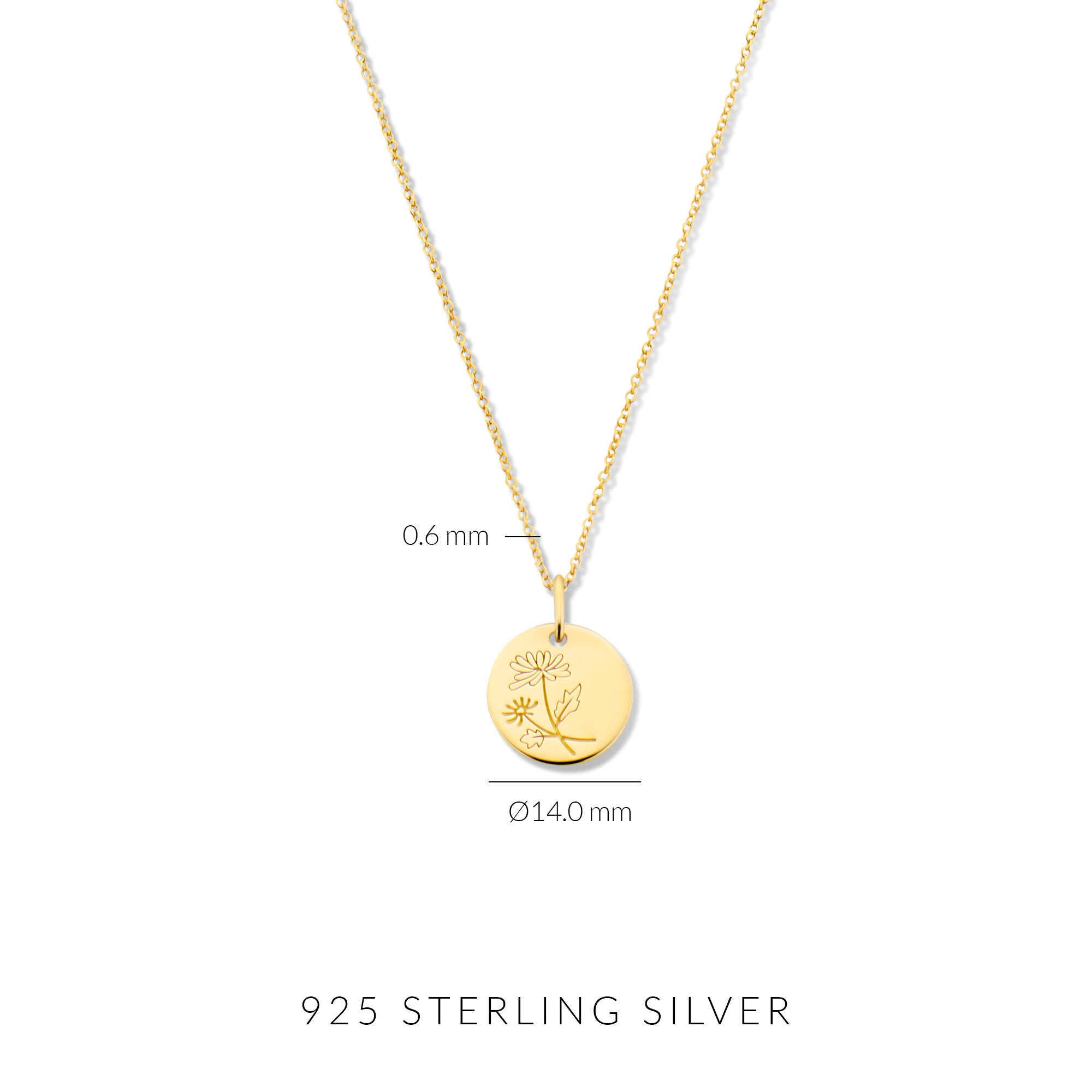 Violet Hamden Venus 925 Sterling Silver Gold-coloured Necklace with Birthflower VH340025-AUG