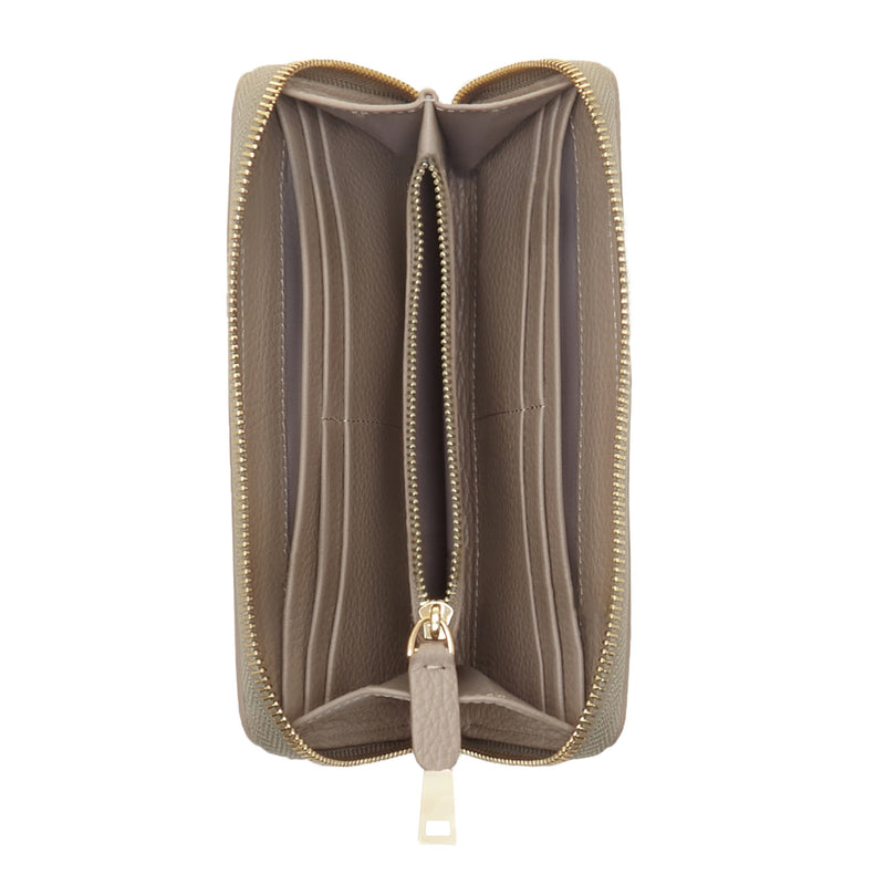 Isabel Bernard Honoré Léa Taupe Calfskin Zip Wallet IB23017-zoom-