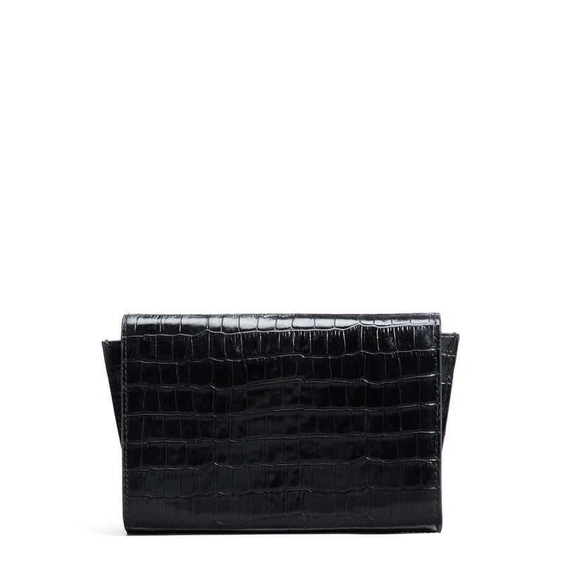 Isabel Bernard Honoré Lina Croco Black Clutch With Detachable Shoulder Chain IB21135-201-zoom-