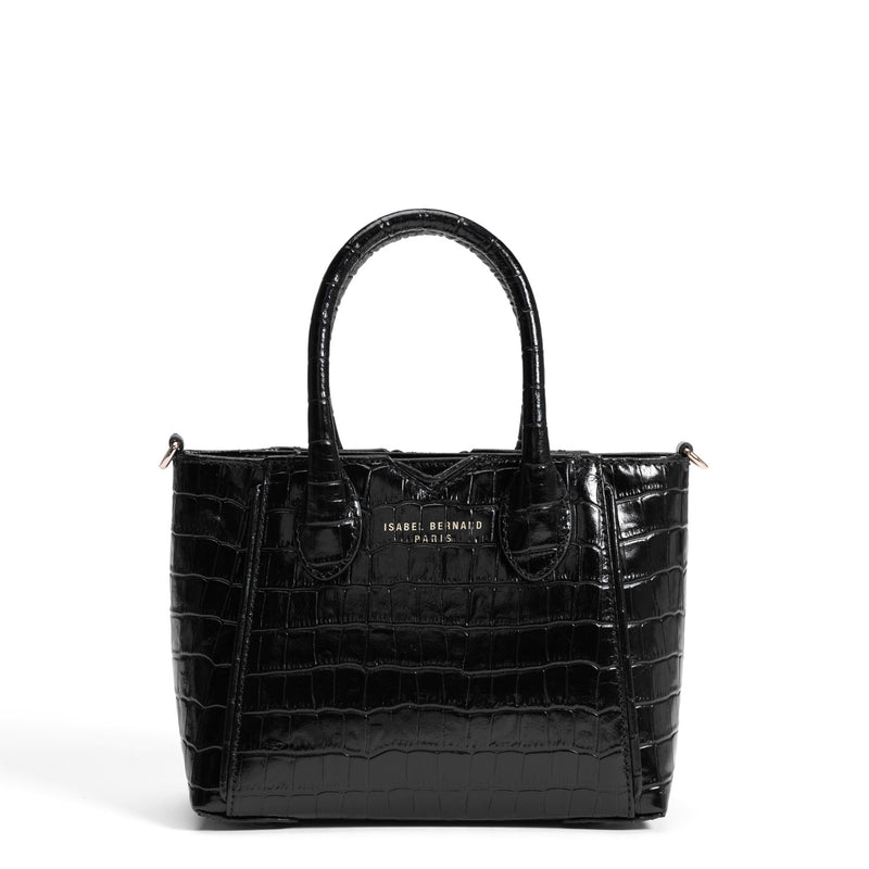 Isabel Bernard Honoré Cloe Mini Croco Black Calfskin Leather Handbag IB21124-201-zoom-