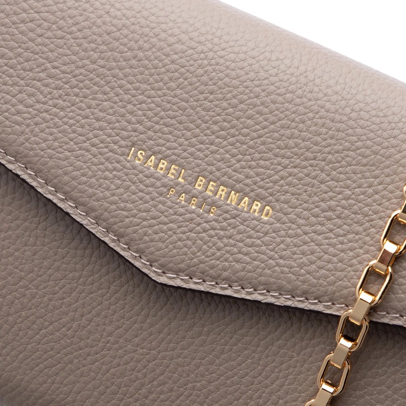 Isabel Bernard Honoré Lina Taupe Clutch With Detachable Shoulder Chain IB21135-078-zoom-