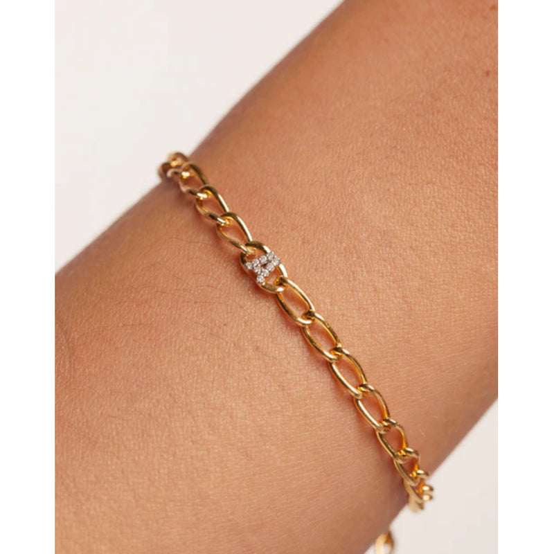 P D Paola 925 Sterling Silver Letter D Bracelet PU01-541-U with 18K Gold Plating-zoom-