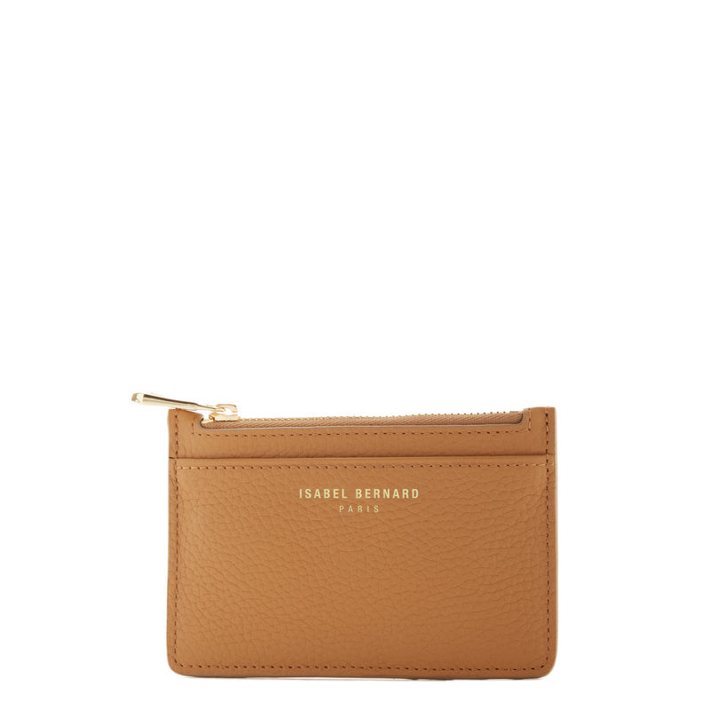 Isabel Bernard Honoré Aveline camel Leather Card Holder made of Calfskin IB27020-zoom-