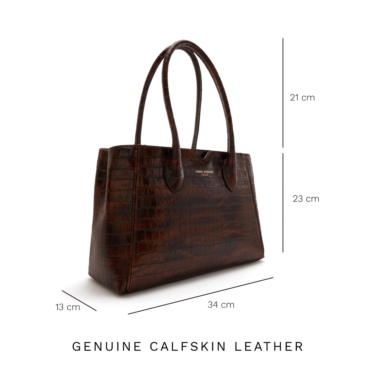 Honoré Cloe Midi Croco Brown Calfskin Handbag Bag IB25082-230