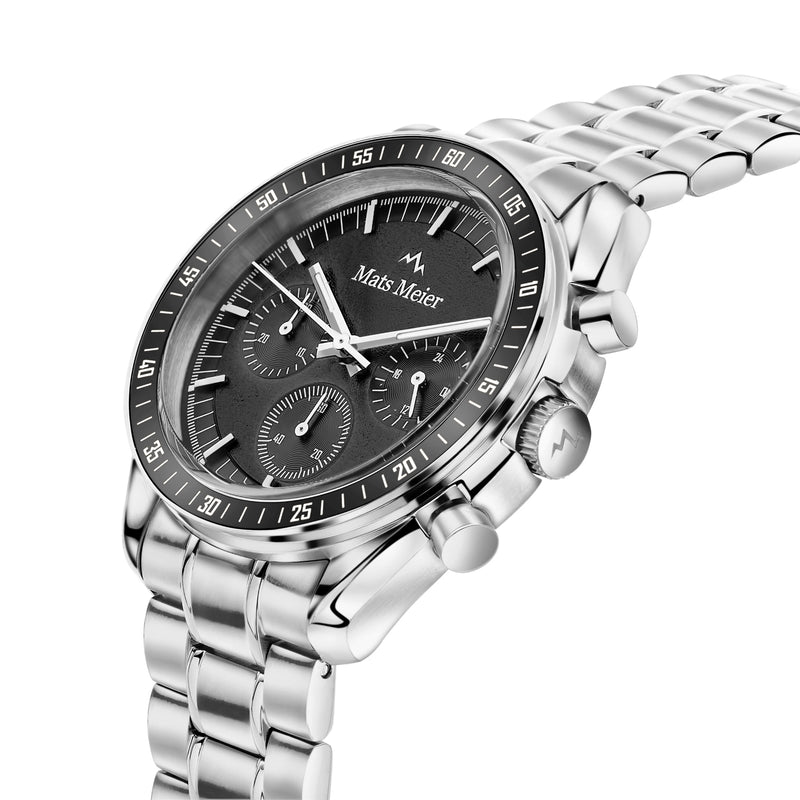Mats Meier Arosa Racing Chronograph Men'sWatch Silver-coloured and Black MM50012-zoom-