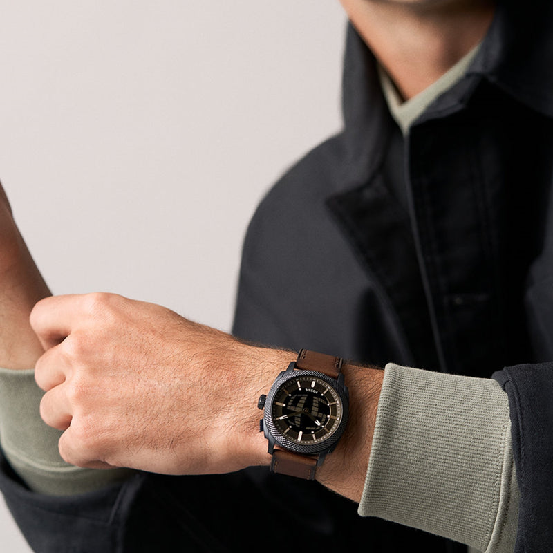 Fossil Machine Big Tic Round Black Dial Watch FS6165-zoom-