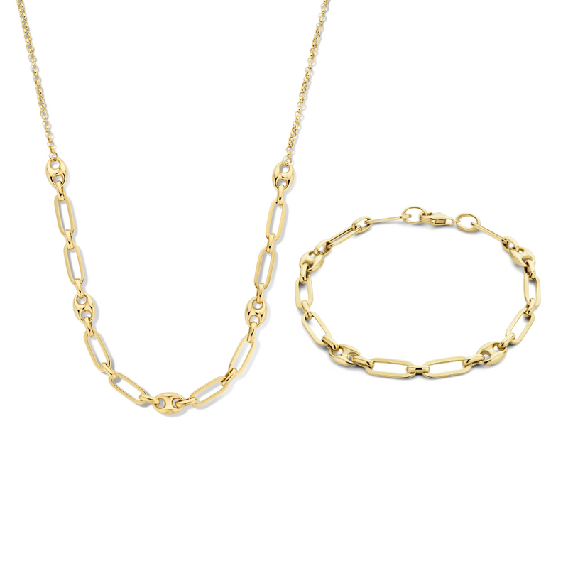 Isabel Bernard Cadeau d'Isabel 14 karat gold necklace and bracelet gift set with chains IB90181-zoom-