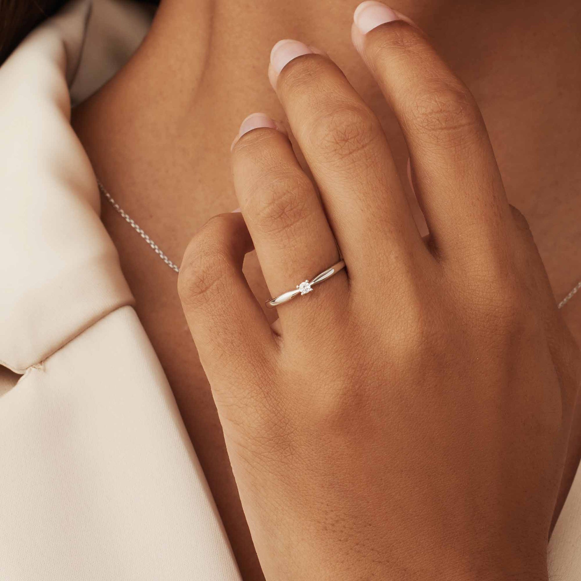 Isabel Bernard De la Paix Céline 14 Carat Whitegold Ring | diamond 0.05 ct | IBD330004-48