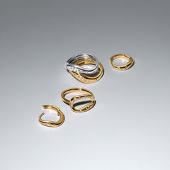 Pandora Essence Gold Plated Organically Shaped Two-Tone Stacking Rings 164674C01