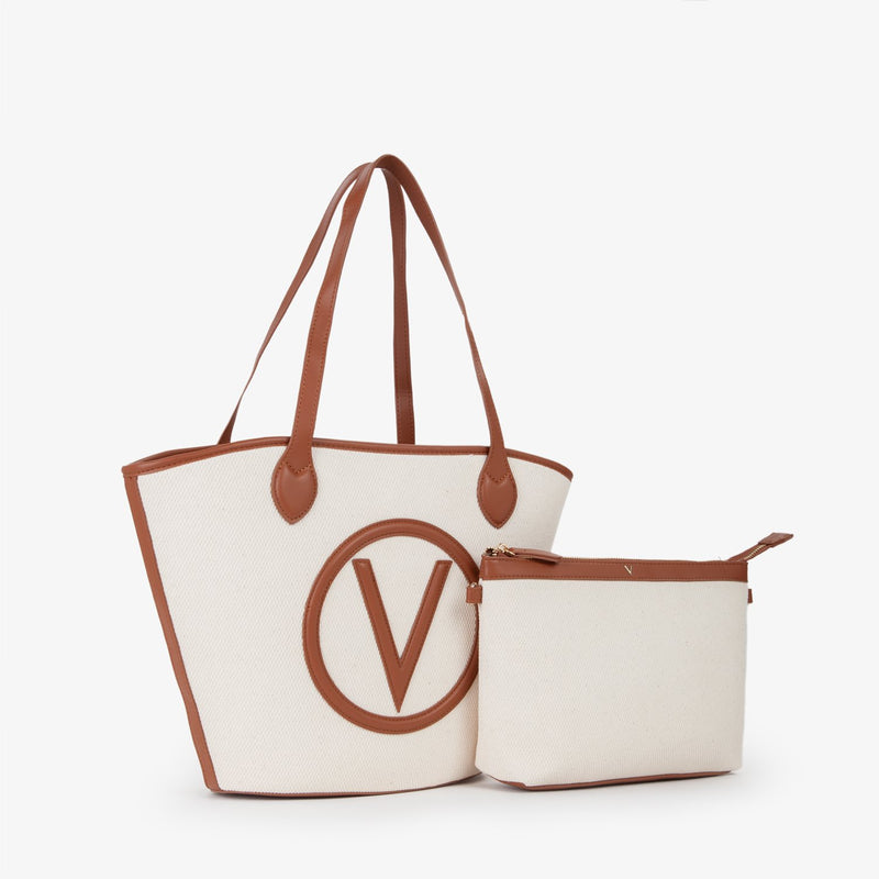 Valentino Bags Covent Beige & Brown Shopper VBS7QO02CANNATURALE/CUOIO-zoom-