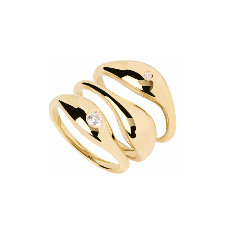 P D Paola The New Essentials 925 Sterling Silver Ring AN01-994-10with18K Gold Plating-zoom-