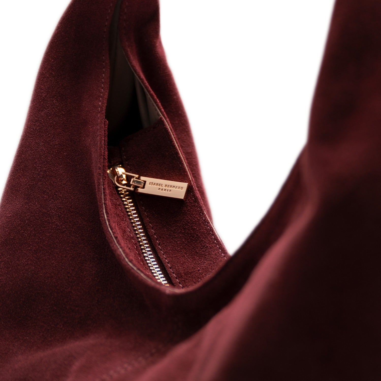 Isabel Bernard Honoré Grace dark bordeaux suede shoulder bag IB25093-152