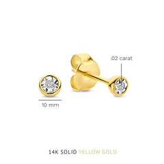 Isabel Bernard De La Paix Inaya 14 Carat Golden Ear Studs | diamond 0.02 ct | IBD360024