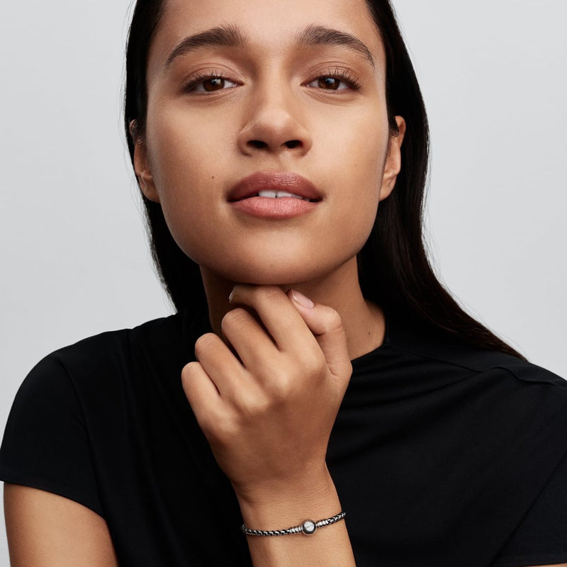 Pandora Moments 925 Sterling Silver Black Cord Box Chain Bracelet 593816C02-zoom-