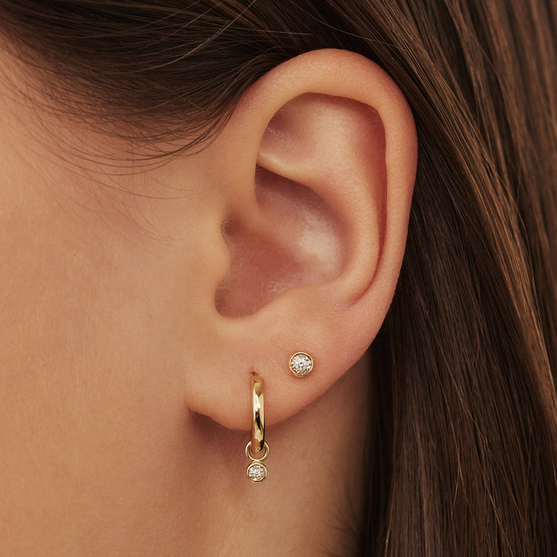 Isabel Bernard De La Paix Inaya 14 Carat Golden Ear Studs | diamond 0.02 ct | IBD360024-zoom-