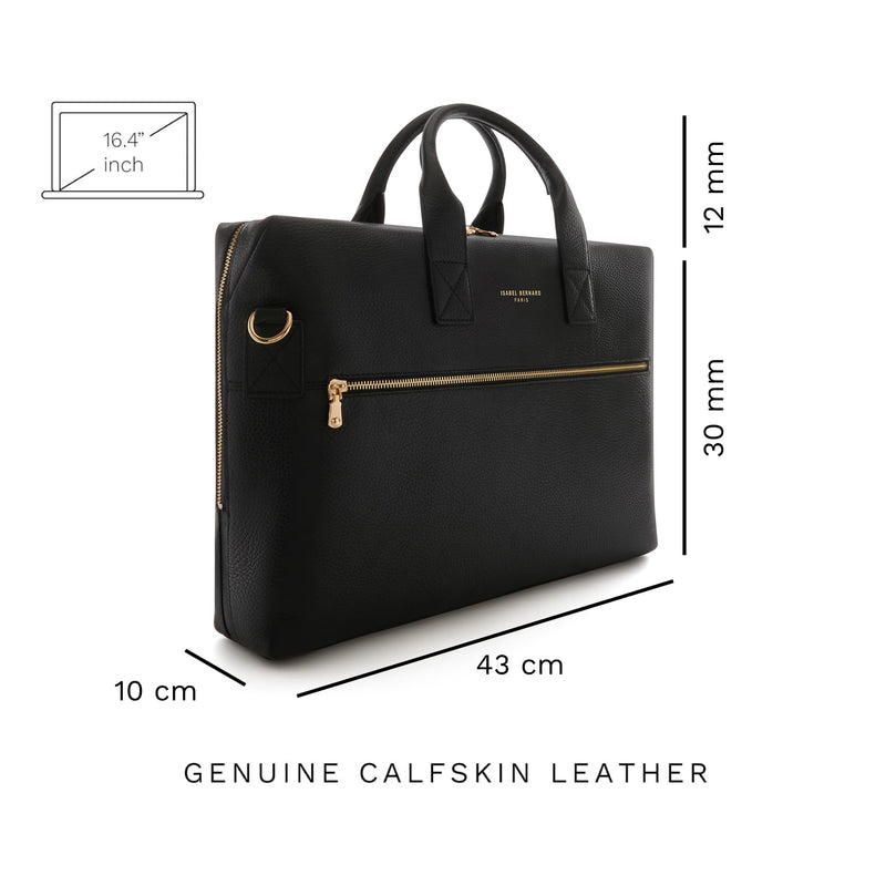 Isabel Bernard Honoré Anique Black Calfskin Handbag IB25071-zoom-