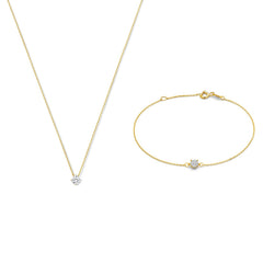 Beloro Jewels Regalo d'Amore 9 karat gold necklace and bracelet gift set with zirconia stones BO90048