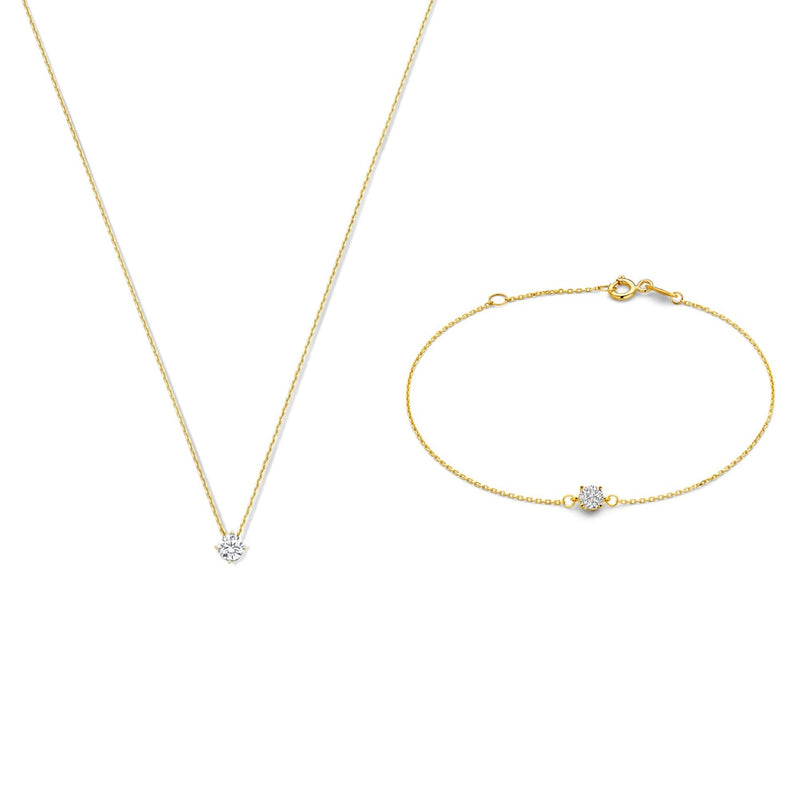 Beloro Jewels Regalo d'Amore 9 karat gold necklace and bracelet gift set with zirconia stones BO90048-zoom-