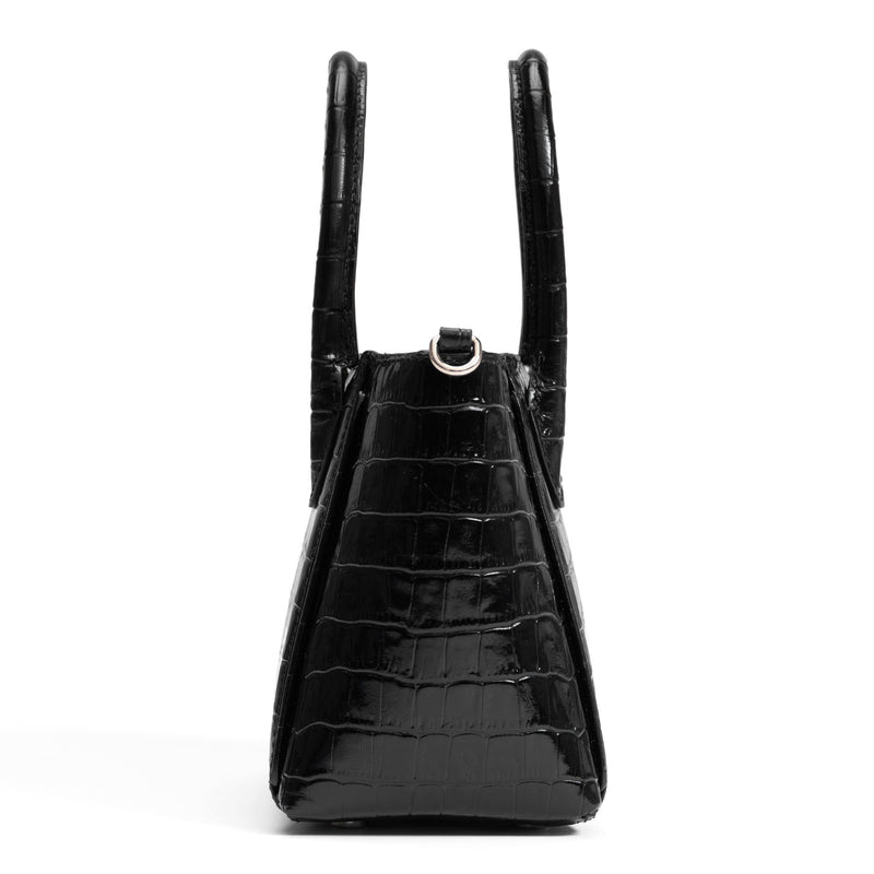 Isabel Bernard Honoré Cloe Mini Croco Black Calfskin Leather Handbag IB21124-201-zoom-
