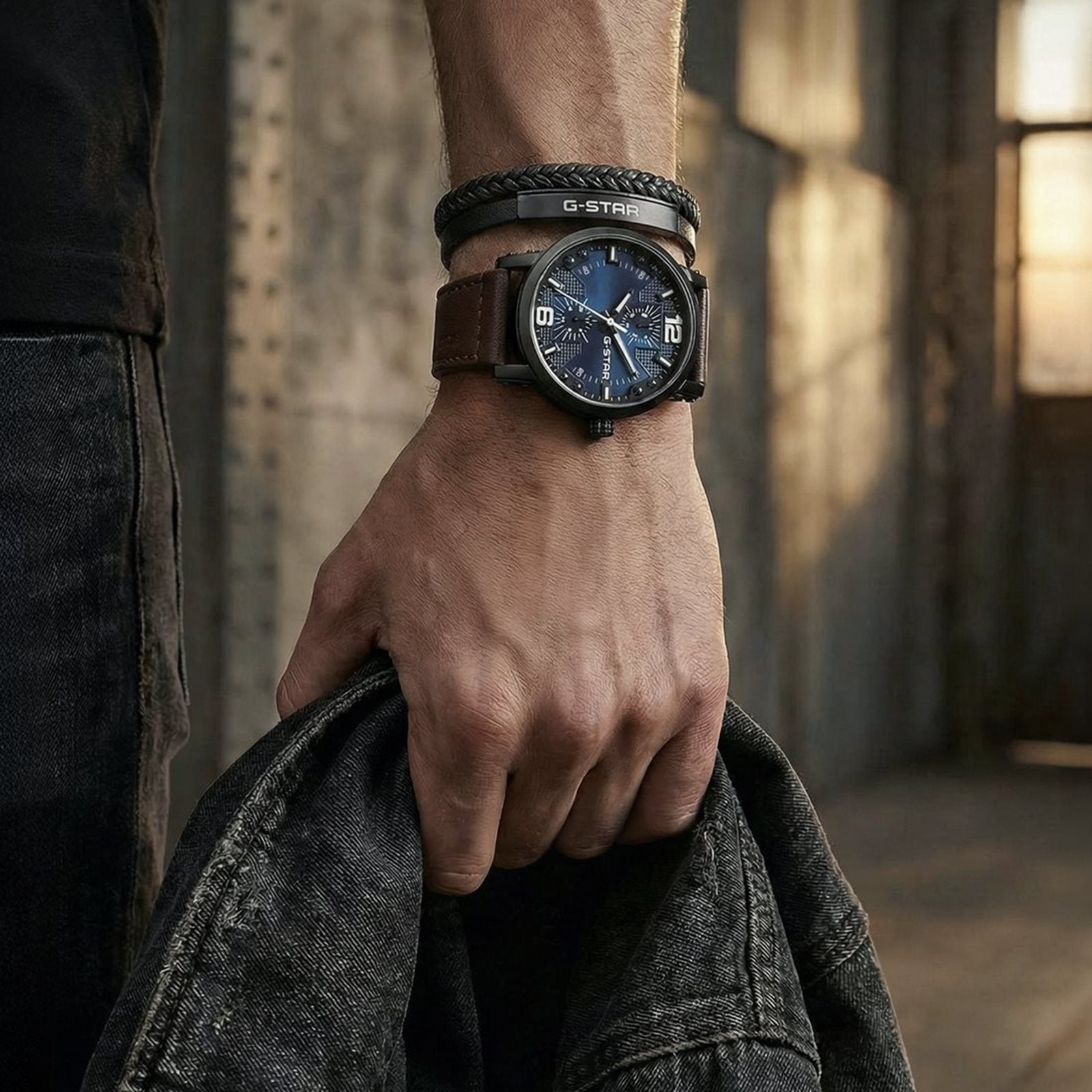 G-Star Tether02P Black Leather Bracelet GSJ.109.03