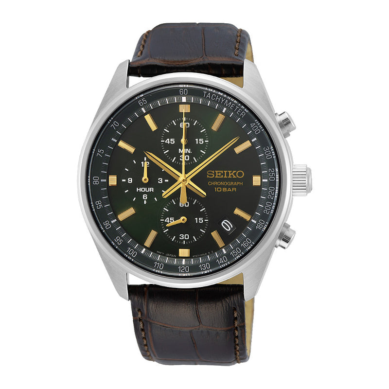 Seiko Chronograph Brown Watch SSB385P1-zoom-