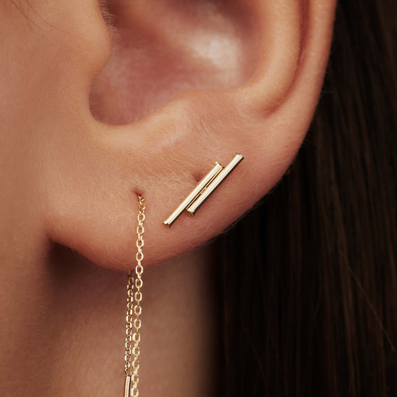 Isabel Bernard 14 Carat Golden Le Marais Double Tube Ear Studs IB360058-zoom-
