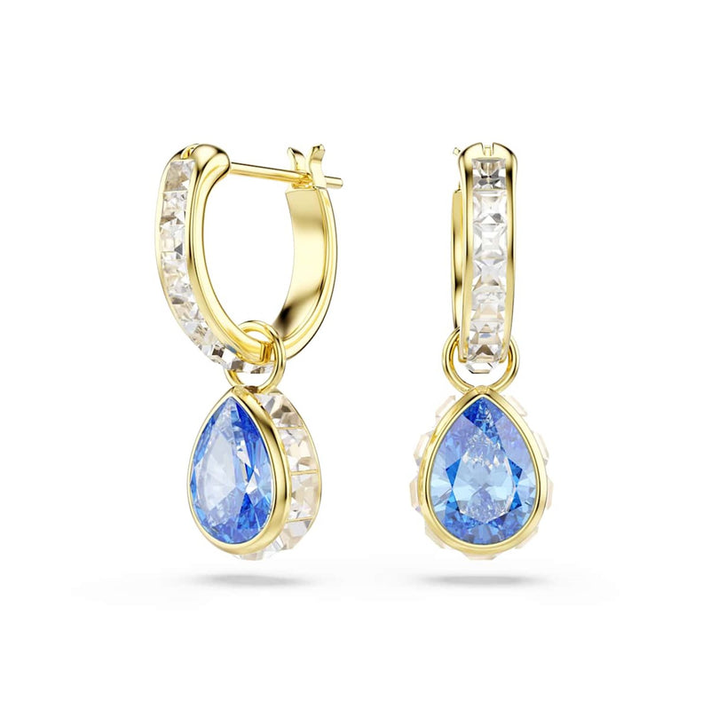 Swarovski Chroma Gold-Tone Hoop Earrings with Blue Crystals 5757815-zoom-