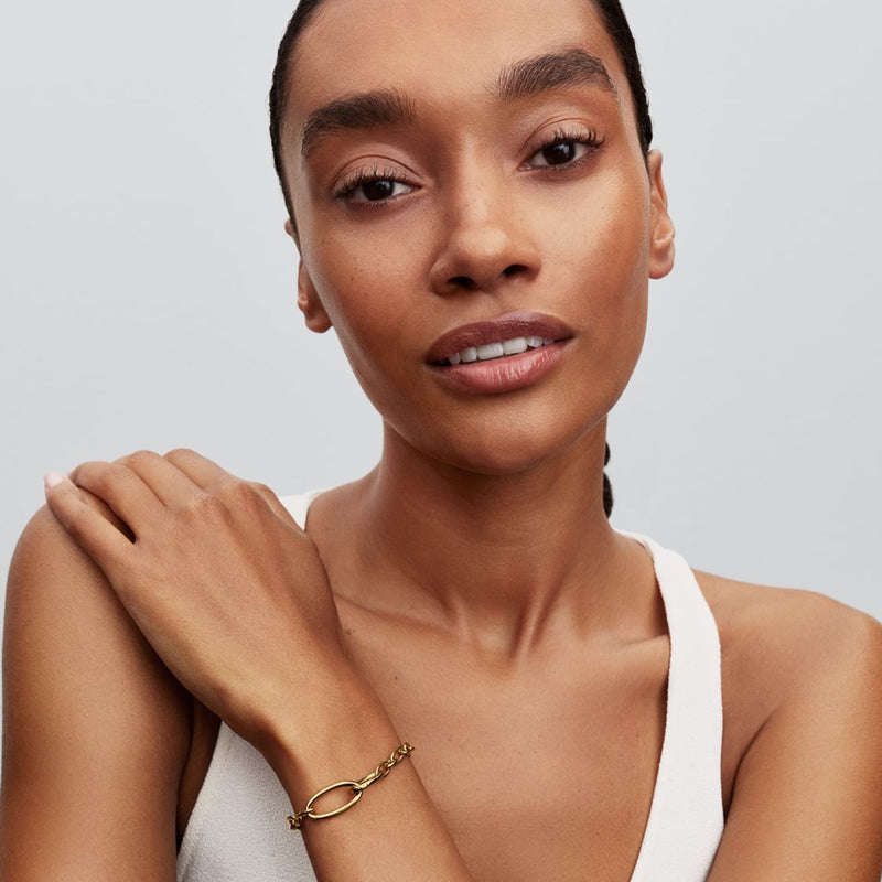 Pandora ME Gold Plated Openable Oval Link Chain Bracelet 564678C00-zoom-