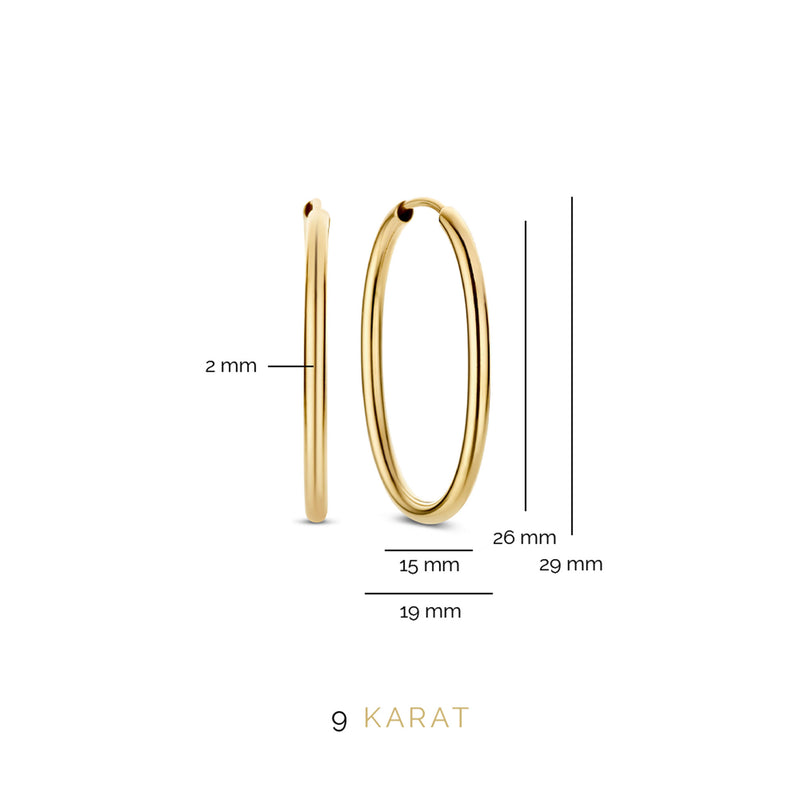 Beloro Jewels La Rinascente Evelina 9 carat gold Hoop Earrings BO360054-zoom-