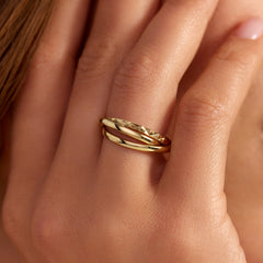 Parte di Me Ponte Vecchio Lucilla 925 Sterling Silver Gold Plated Ring with Diamond Cut PDM33072-52