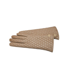Isabel Bernard Honoré Rosette taupe goatskin leather gloves IB67002-378-7