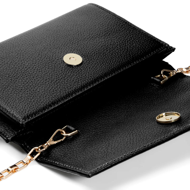 Isabel Bernard Honoré Lina Black Clutch With Detachable Shoulder Chain IB21135-001-zoom-