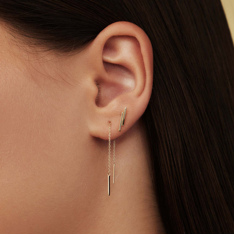 Isabel Bernard 14 Carat Golden Le Marais Double Tube Ear Studs IB360058-zoom-