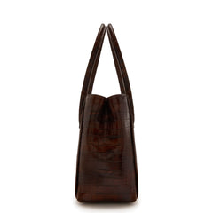 Isabel Bernard Honoré Cloe Midi Croco Brown Calfskin Leather Handbag IB25082-230
