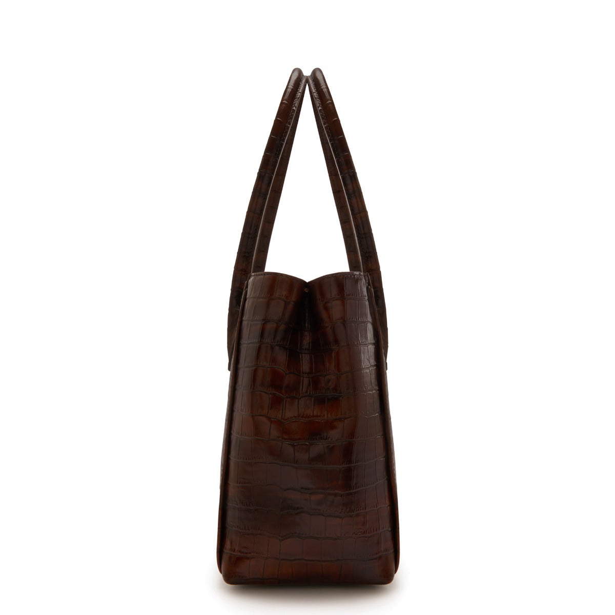 Isabel Bernard Honoré Cloe Midi Croco Brown Calfskin Leather Handbag IB25082-230