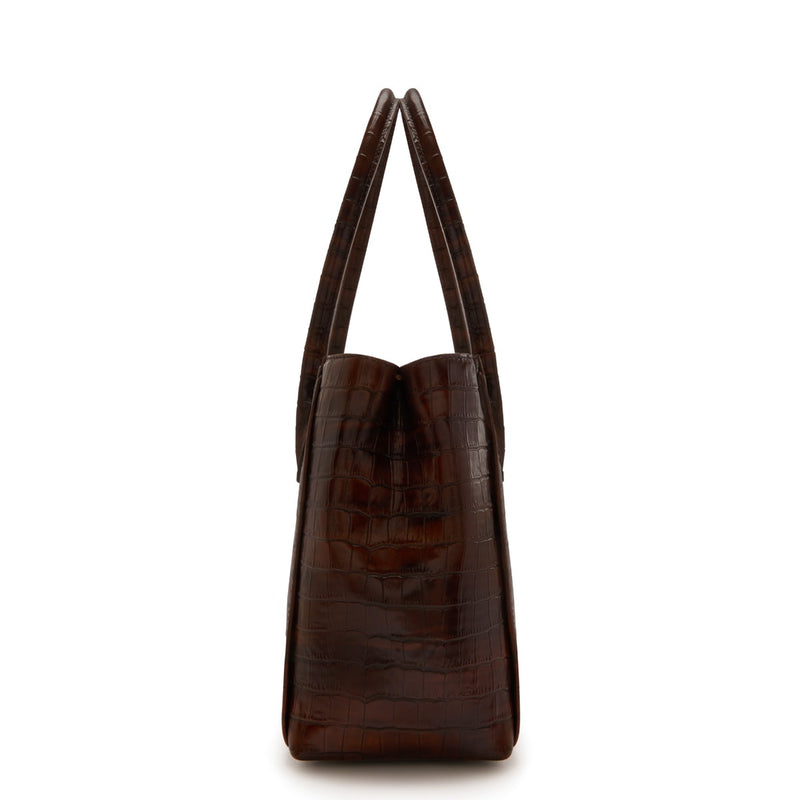 Isabel Bernard Honoré Cloe Midi Croco Brown Calfskin Leather Handbag IB25082-230-zoom-