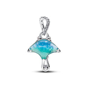 Pandora Moments 925 Sterling Silver Murano Glass and Enamel Manta Ray Dangle Charm 794685C01