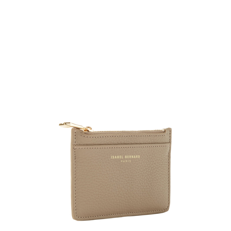 Isabel Bernard Honoré Aveline Taupe Leather Card Holder made of Calfskin IB27017-zoom-