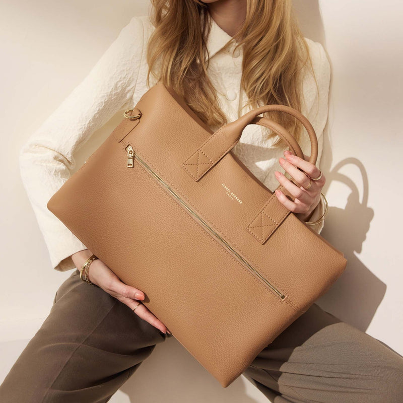 Isabel Bernard Honoré Anique Camel Calfskin Handbag IB25062-zoom-