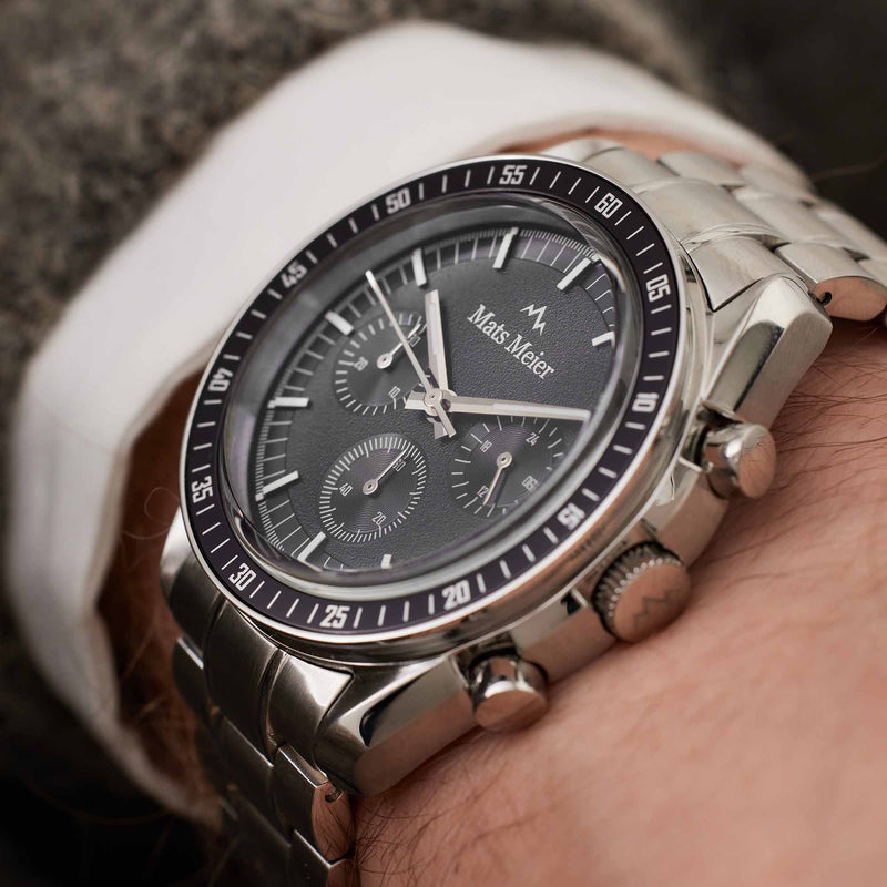Mats Meier Arosa Racing Chronograph Men'sWatch Silver-coloured and Black MM50012-zoom-