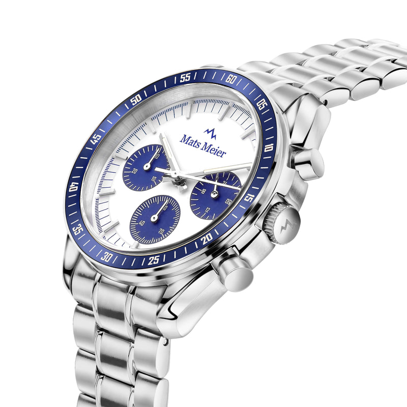 Mats Meier Arosa Racing Chronograph Men'sWatch Silver-coloured and White MM50013-zoom-