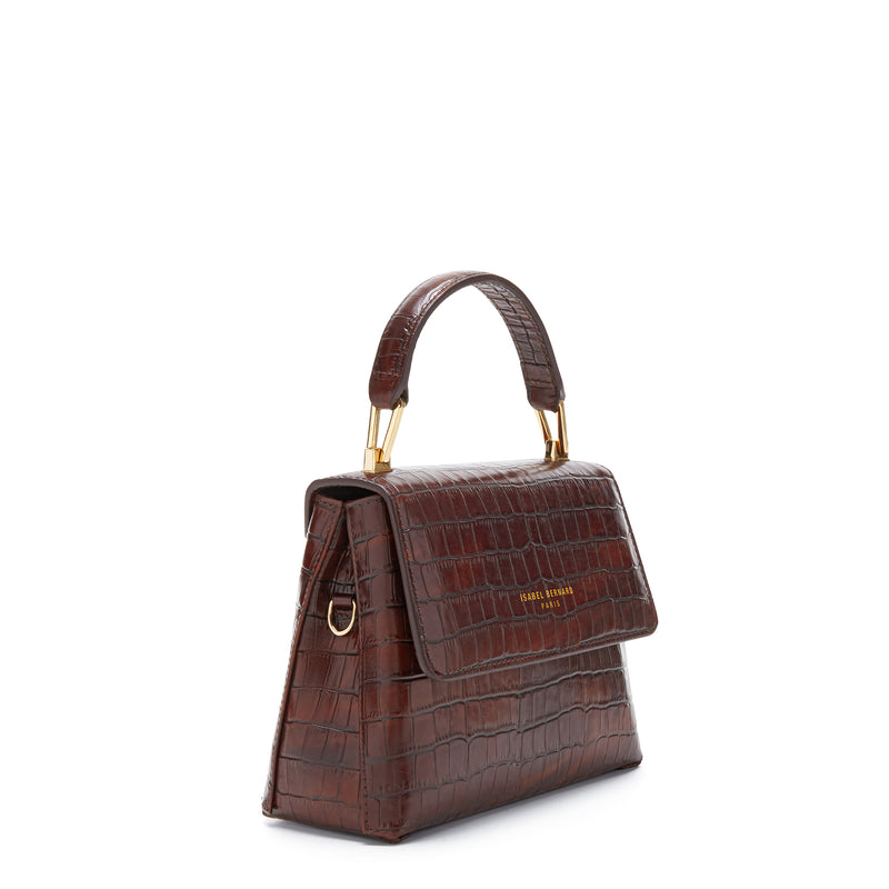 Isabel Bernard Femme Forte Heline Croco Brown Handbag IB21013-zoom-