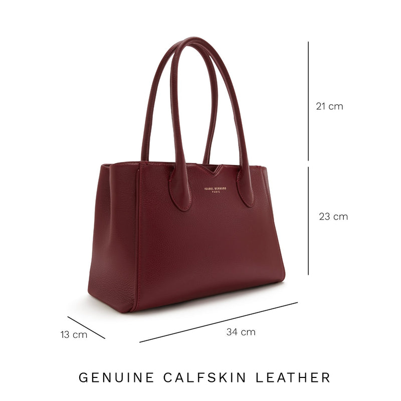 Isabel Bernard Honoré Cloe Midi Bordeaux Calfskin Leather Handbag IB25082-052-zoom-