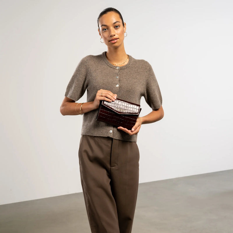 Isabel Bernard Honoré Lina Croco Brown Clutch With Detachable Shoulder Chain IB21135-230-zoom-